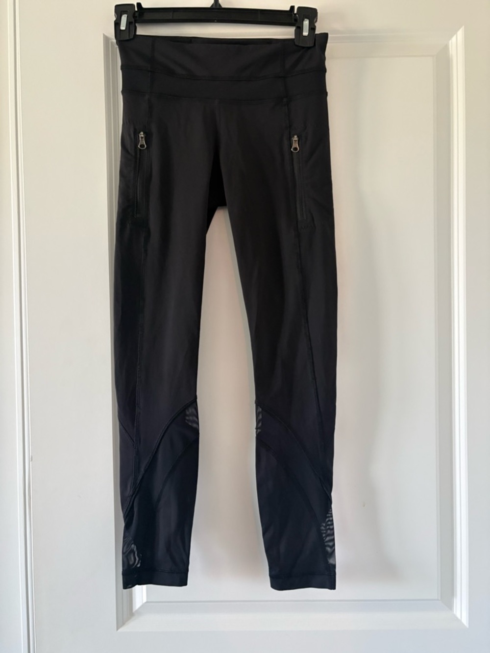 lululemon Run Inspire Tights Black Performance Leggings with Zip Pockets Mesh 2